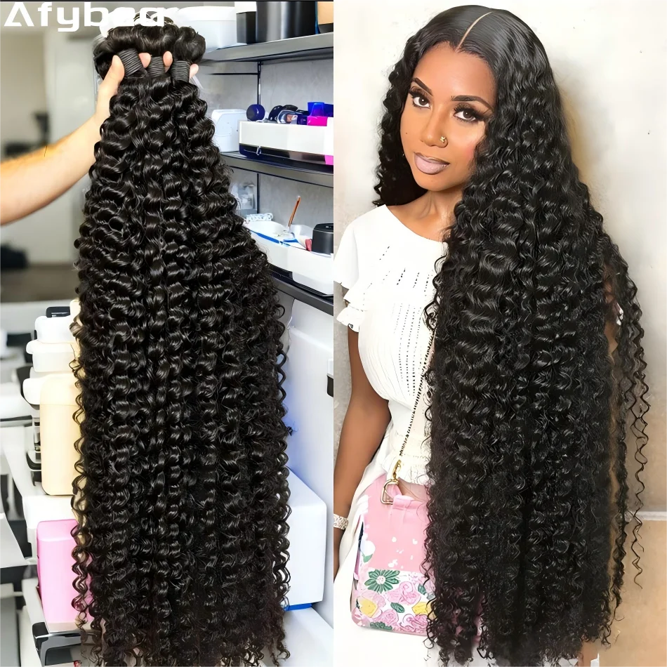Mechones brasileños sueltos de ondas profundas 12A, cabello humano rizado tejido, 1/3/4 mechones, extensiones de trama sin procesar, negro Natural, 20 30 pulgadas