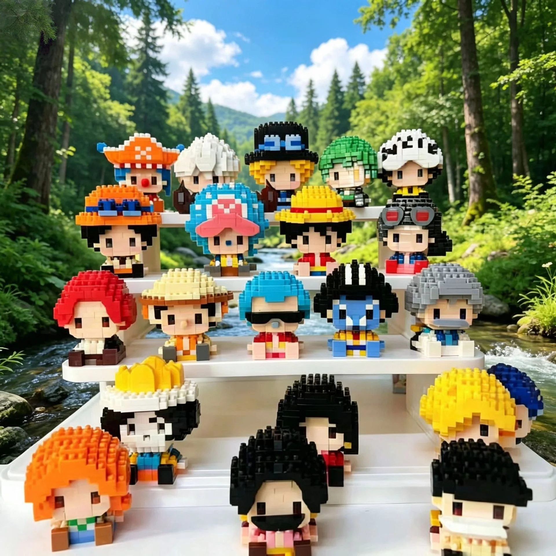 New One Piece Sun God Nika Luffy Micro Blocks, 3D Anime Mini Figures Chopper, Ace, Buggy, DIY Brick Toy, Collectible Gift view 2