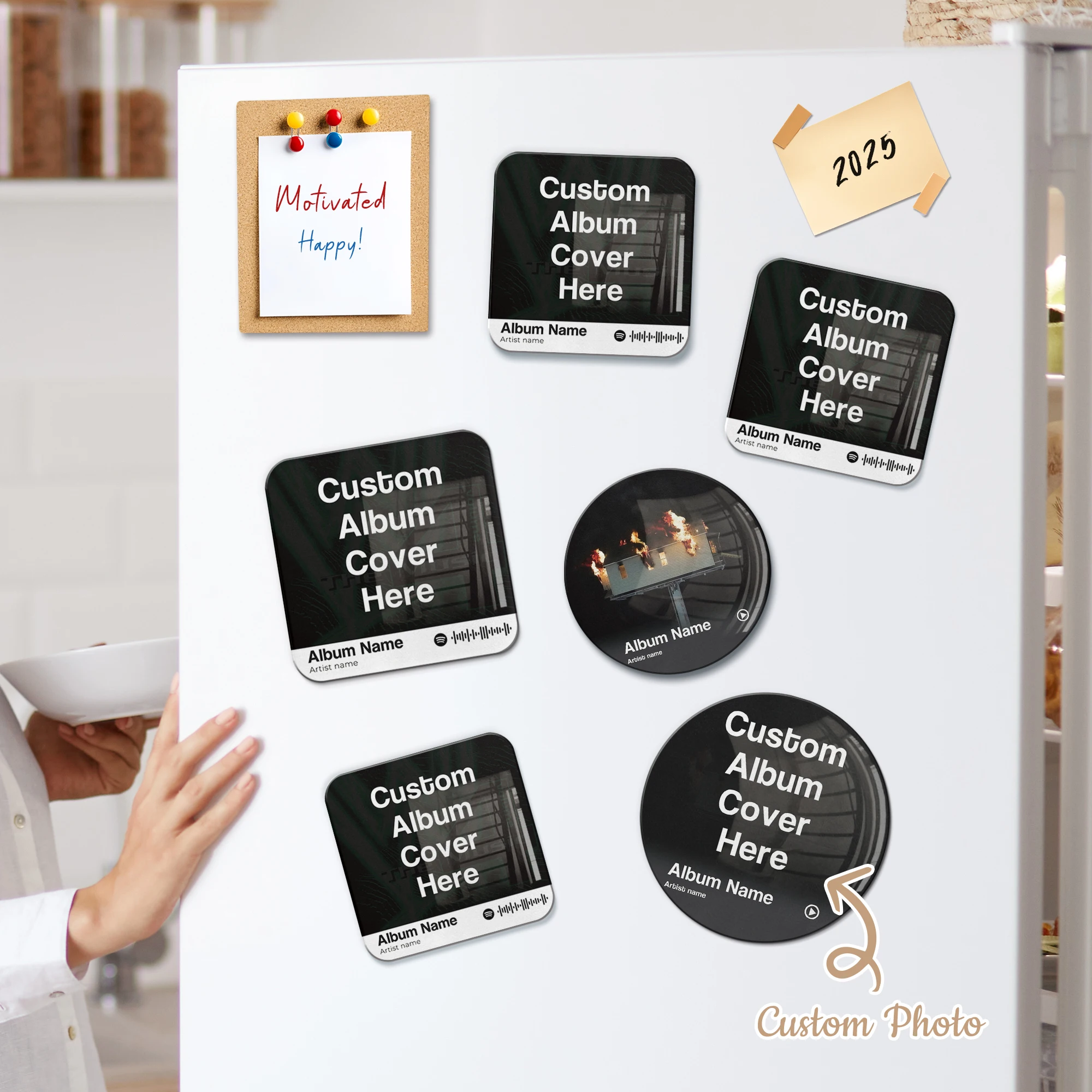 

Custom Album Song Text Acrylic Refrigerator Magnet Personalized Gift Home Kitchen Restaurant Whiteboard Home Decor