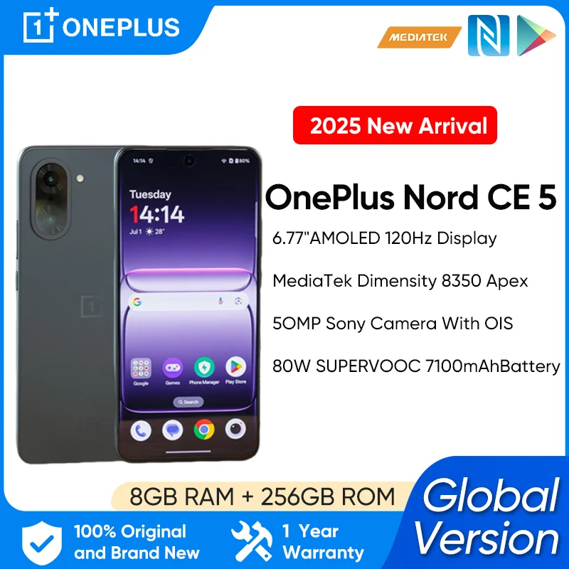 Новая глобальная версия OnePlus Nord CE 5 смартфон android 5g MediaTek Dimensity 8350 Apex 7100 мАч Аккумулятор 50 МП Sony LYT-600 Камера Новая глобальная версия OnePlus Nord CE 5 смартфон android 5g MediaTek Dimensity 8350 Apex 7100 мАч Аккумулятор 50 МП Sony LYT-600 Камера