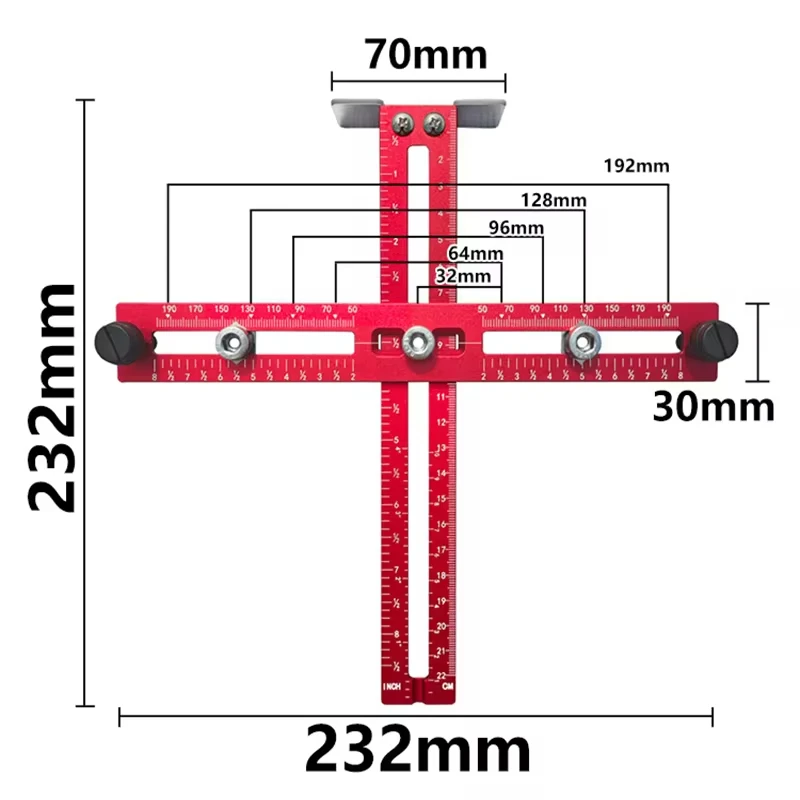 Imagem -06 - Gaveta Instalação Posicionamento Régua Cabinet Handle Template Jig Drill Guide Locator Punchtool Guia Métrica Polegada