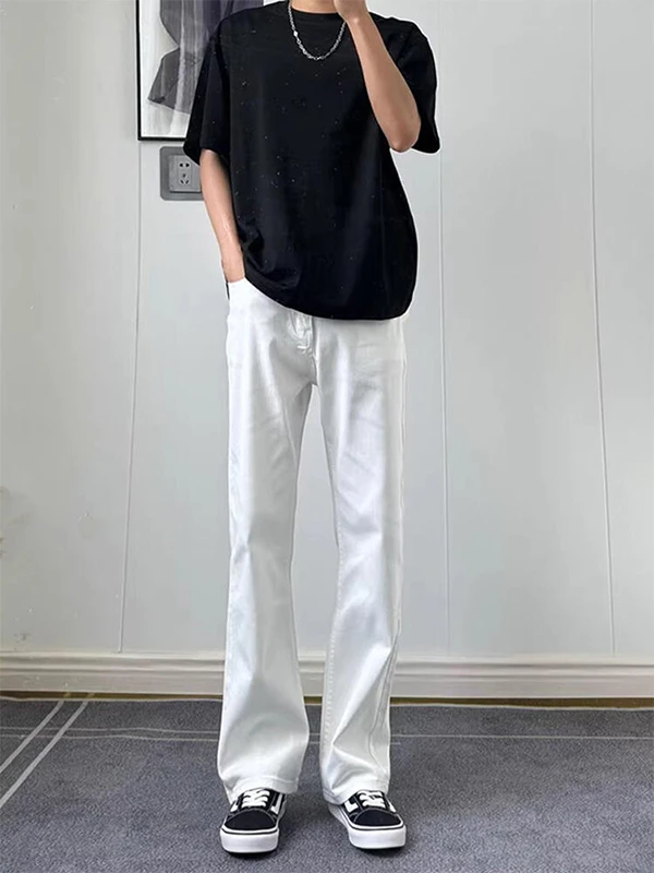 

Мужские джинсы Cleanfit белые, летние, в американском стиле, эластичные, прямые, слегка расклешенные, зауженные, тонкие