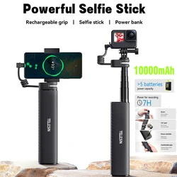 TELESIN-palo de Selfie inalámbrico con Bluetooth, potencia de carga rápida, palo de Selfie profesional, poste de Selfie telescópico de 90CM