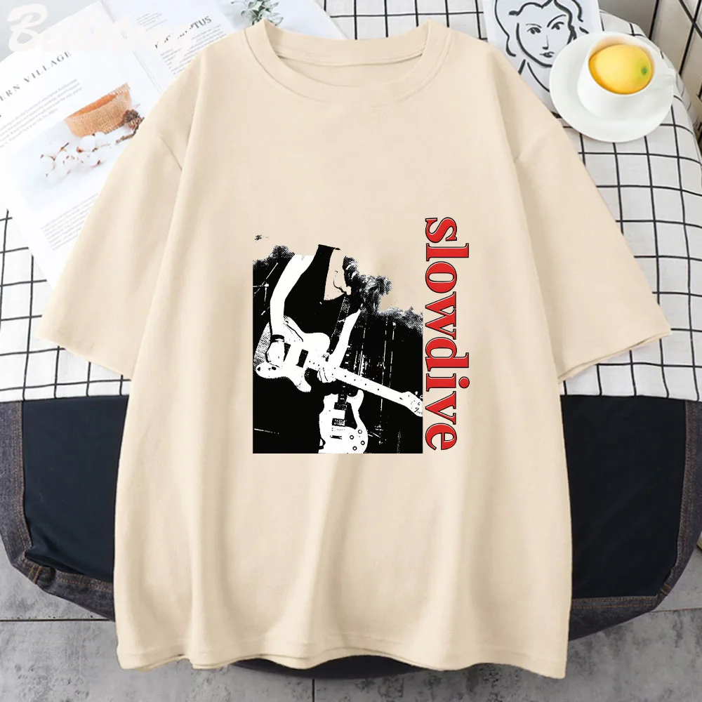 Slowdive T Shirts Men's Pure Cotton Vintage T-Shirt Crewneck Tour 90s Tees Short Sleeve Clothes Harajuku Tshirts New Oversized