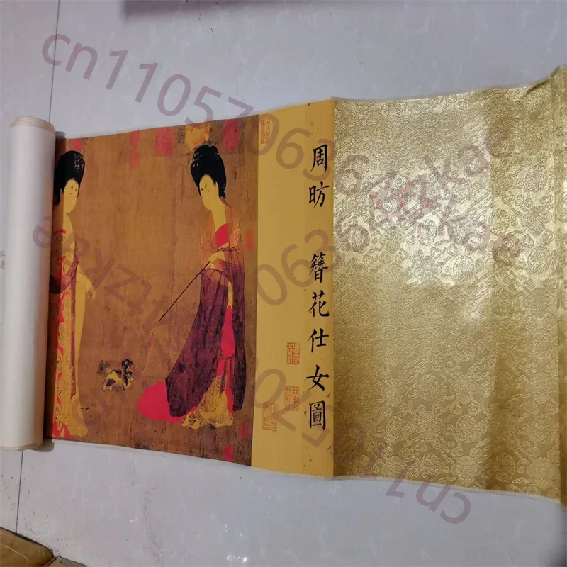 China Old long Scroll ,Calligraphy Painting Zhou Fang's Painting of Tang Palace Ladies Traditional Artwork for Home Decor