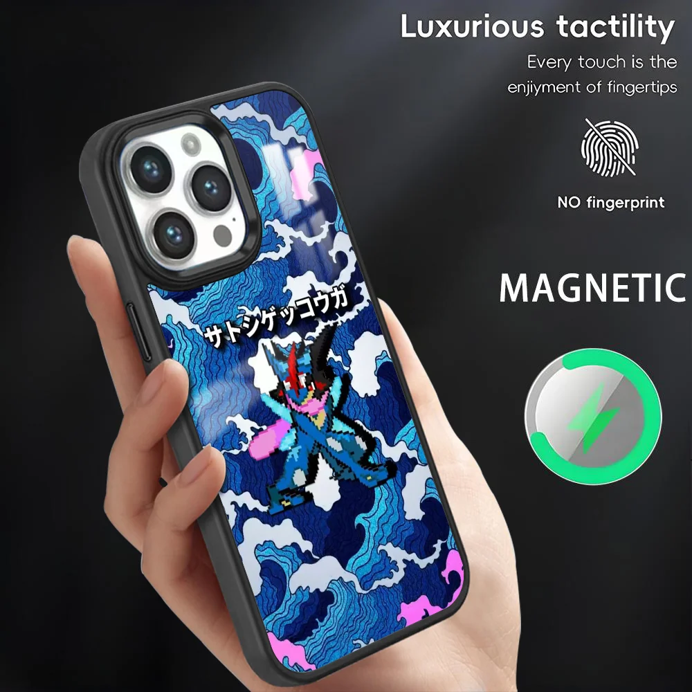 Ash Greninja Mewtwo Phone Case For iPhone 16 15 14 13 12 11 Pro Max Plus Mini Magnetic Magsafe Wireless Charging Cover Coque