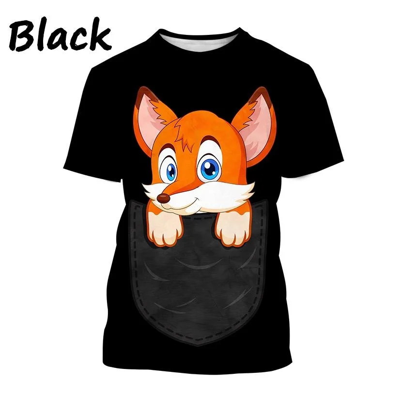 New Fashion Fox 3D Printed T-shirt Men\'s and Women\'s Summer Casual Short-sleeved Round Neck Animal Polar Fox Shirt Top