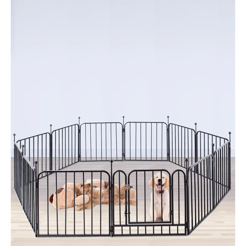 Dog Fence Puppy Pen Outdoor Dog Kennel Indoor Large Heavy Duty Metal Play Yard 12 Panels Freight Free Pet Playpen Cages Cage