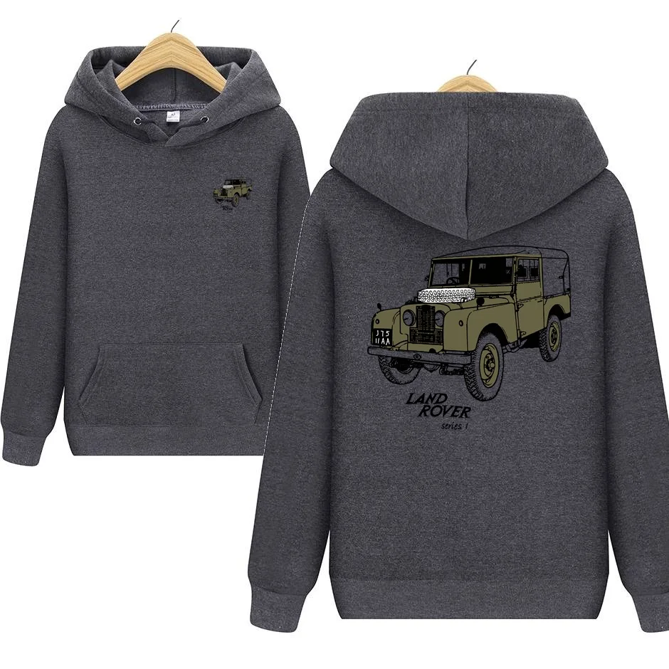 Youth Men\'s Land Cars Rover 90 Series Army Car Men Hoodie Wool Warm Sweatshirt Men\'s Breathable Pullover Hoodie