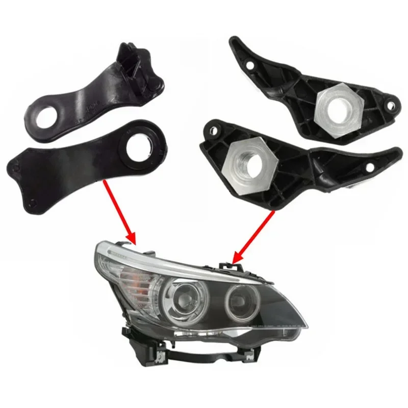 4Pcs Car Headlight Bracket Mount Holder Right+Left for BMW 5 Series E60 E61 Front Headlight Headlamp Repair Kits Car Accessories