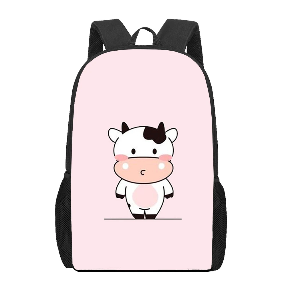 Cartoon Cows Black White Print Backpack Kids Book Bag Boys Girls Students School Bags Teenager Daily Casual Shoulder Rucksack