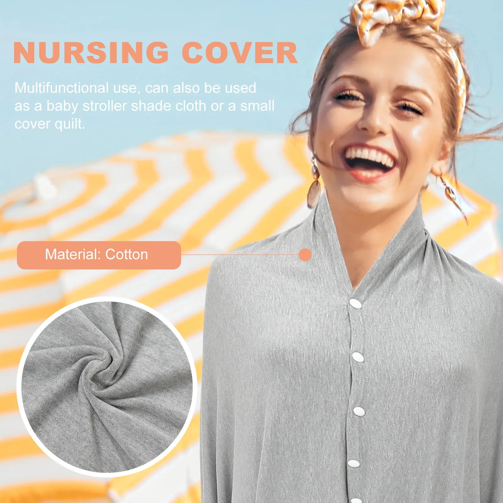 

Cloak Design Nursing Cover Cotton Breastfeeding Cover for Outdoor Feeding Privacy 360 Degree Coverage Lightweight Easy Clean