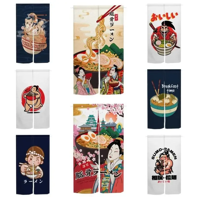 Japanese Ramen Sushi Noren Door Curtain Ukiyo-e Geisha Samurai Print Partition Curtain Restaurant Shop Decor