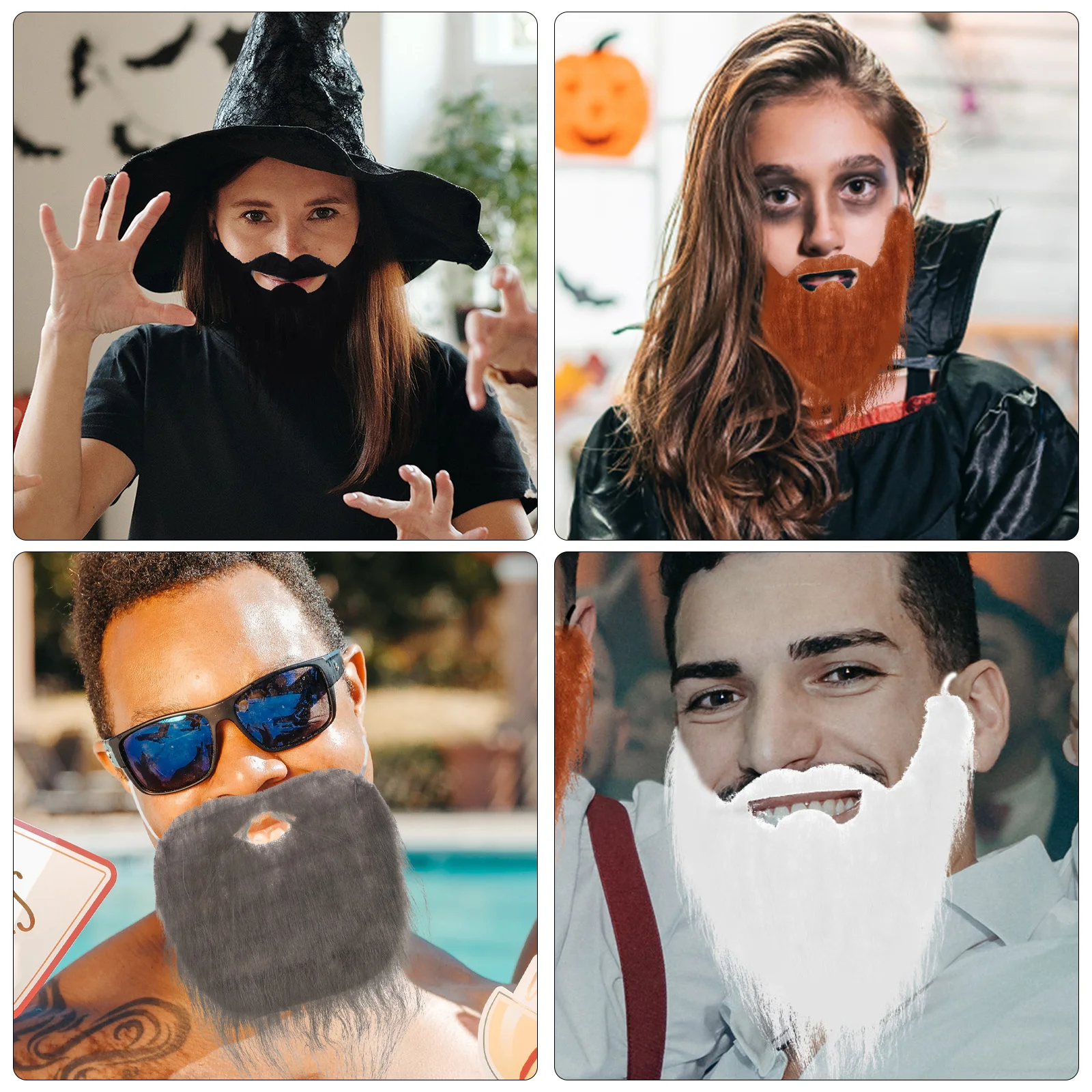 8 pçs terno de barba papai noel traje falso bigode maquiagem adereços cosplay halloween fibra química homem engraçado