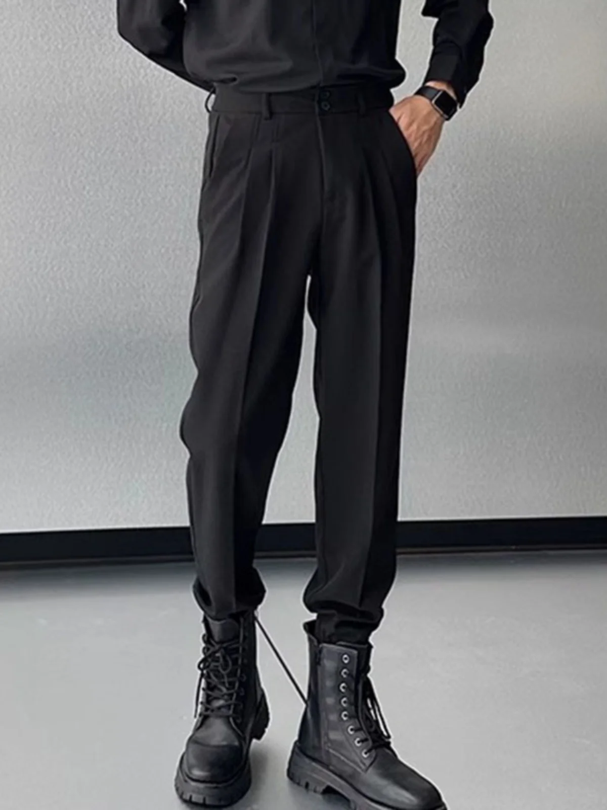 

Men's Thiened Autumn Winter Casual Pants Boots Matching Baggy Harlan Sle Nine Points Cuffed Korean Version