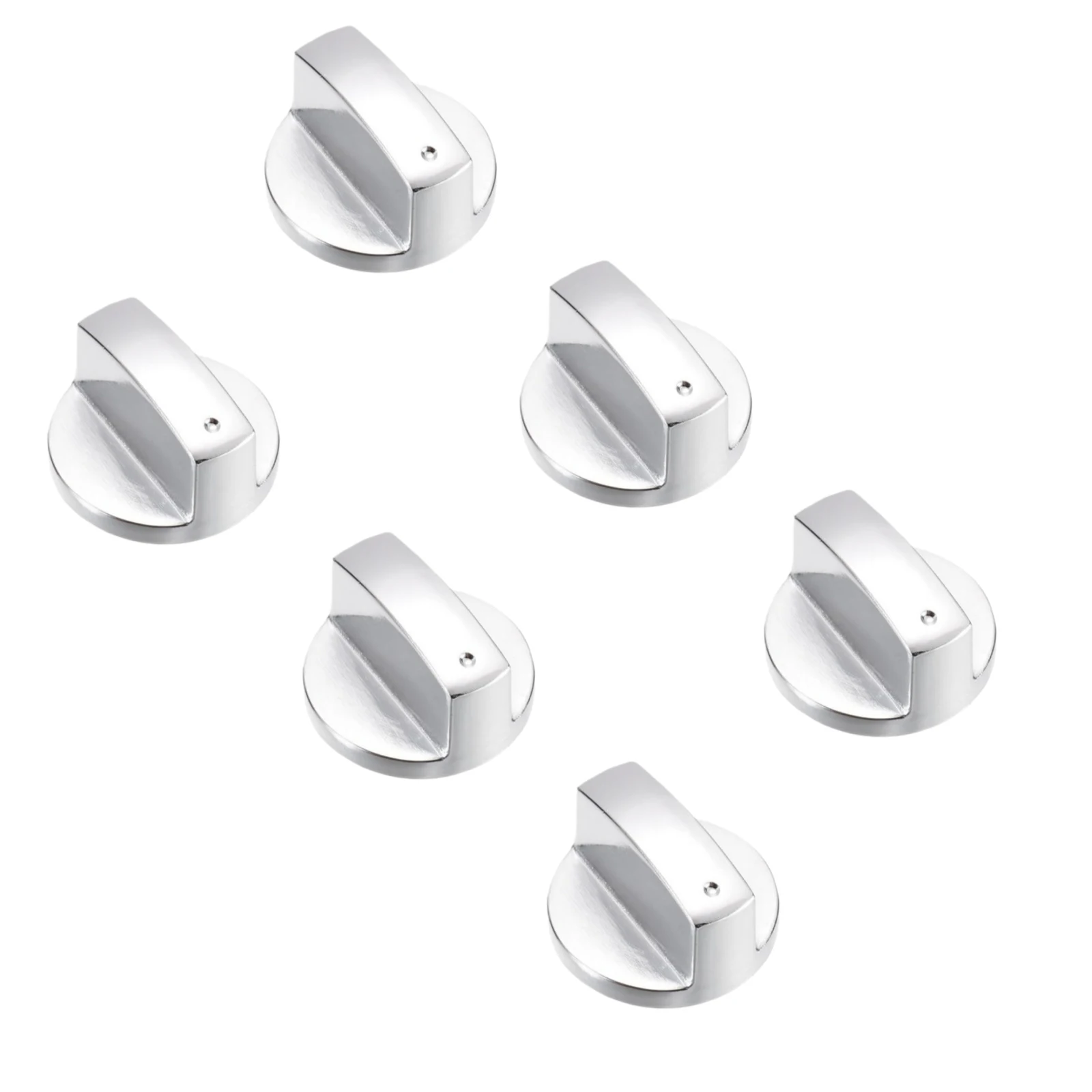 Kitchen Gas Cooker Knobs 6Pcs Silver Fit 8mm D Type Hole Replacement Knobs for Oven Stove Hob Modern Sleek Design Easy Press Fit