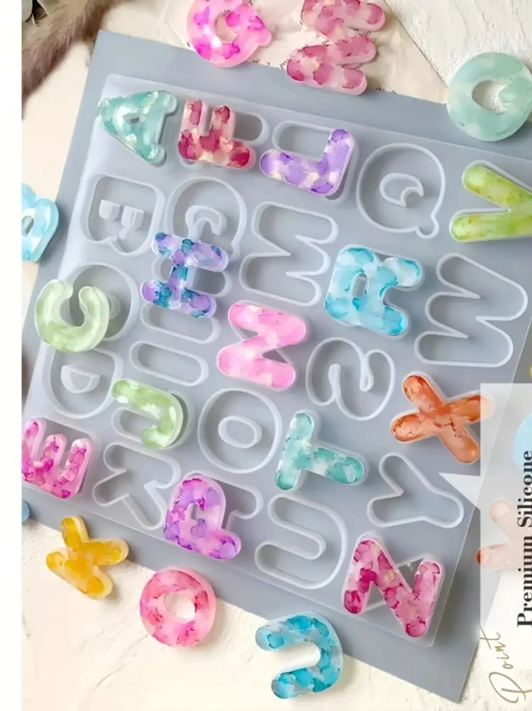 Mini Letter Silicone Resin Molds for DIY Keychain