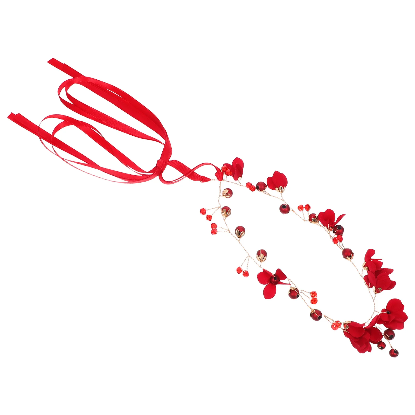 عصابة رأس على شكل زهرة حمراء للنساء غطاء رأس للعروس وحفلات الزفاف وإكسسوارات الشعر وحفلات التخرج ومجوهرات التخرج