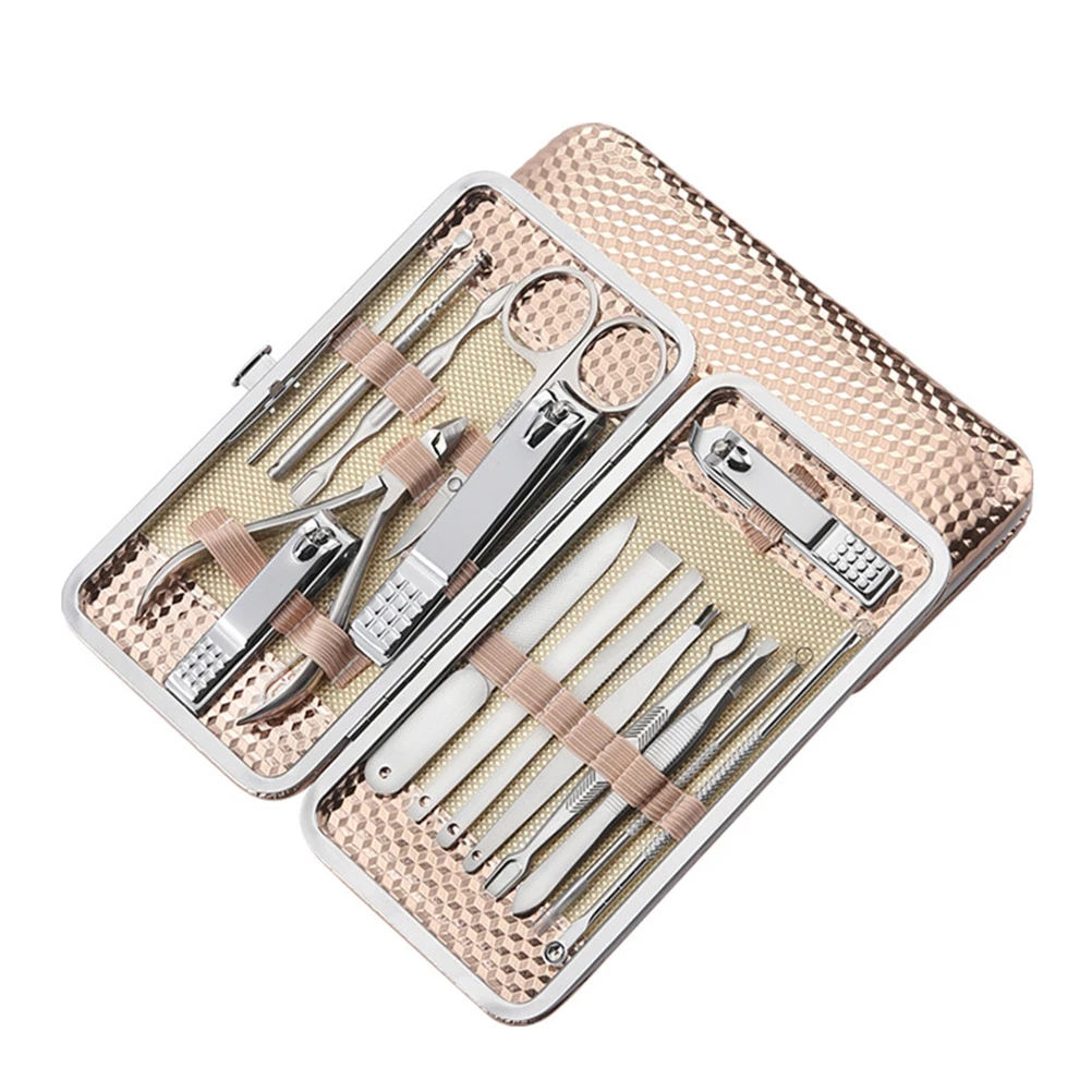 

Home Nail Clipper Set of 16 Pieces Large Size Dead Skin Pliers Diagonal to Remove Dead Skin Small Eyebrow Clipper Leather Sleeve