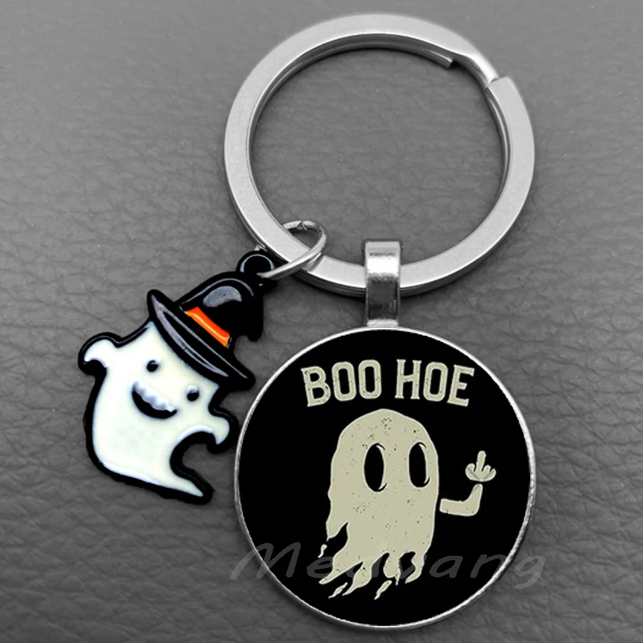 2024 Scream Horror Keychain Ghost Horror Element Glass Keyring Car Wallet Jewelry Keychain Halloween Gift