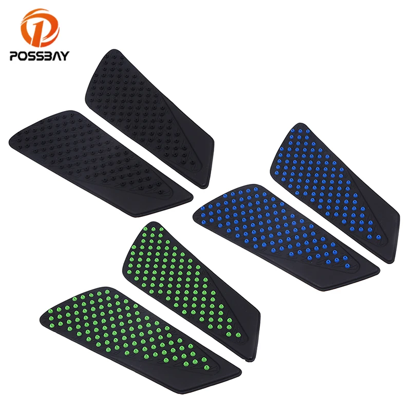 POSSBAY Black/Blue/Green Motorcycle Gas Fuel Tank Stickers Pad Protector Universal fit for Kawasaki Harley Honda Scooter Sticker