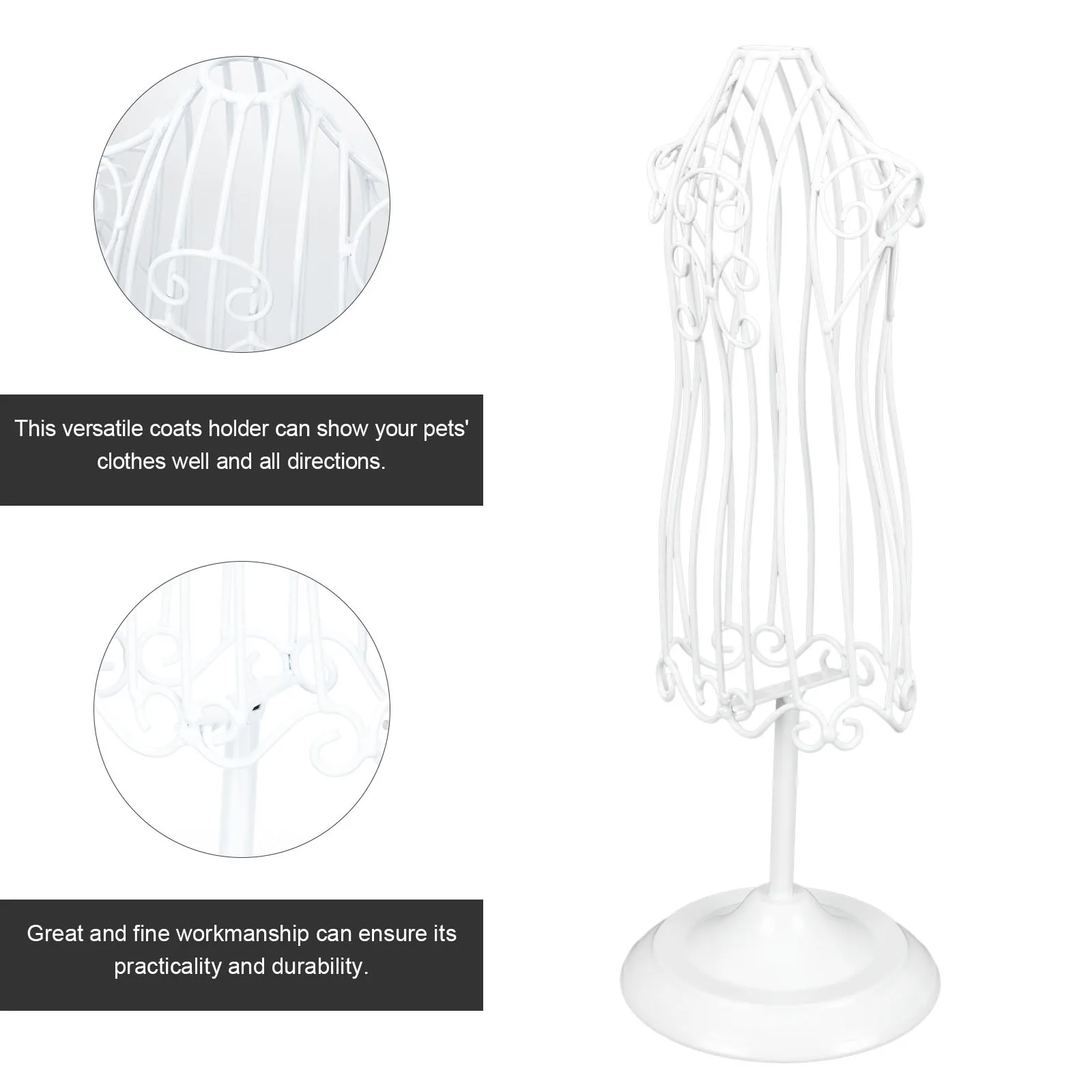 Espositore in ferro per vestiti per animali domestici Robusto appendiabiti per gatti Abbigliamento per cuccioli Forma di vestiti Espositore per vestiti Manichino Torso