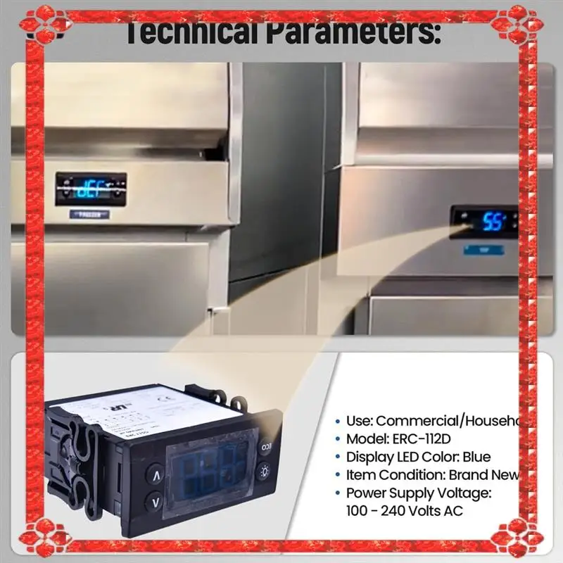 

24-часовая доставка ERC112D Комплект регулятора температуры Электронный контроллер охлаждения с двойными датчиками-зондами 00C30-123D-03 08