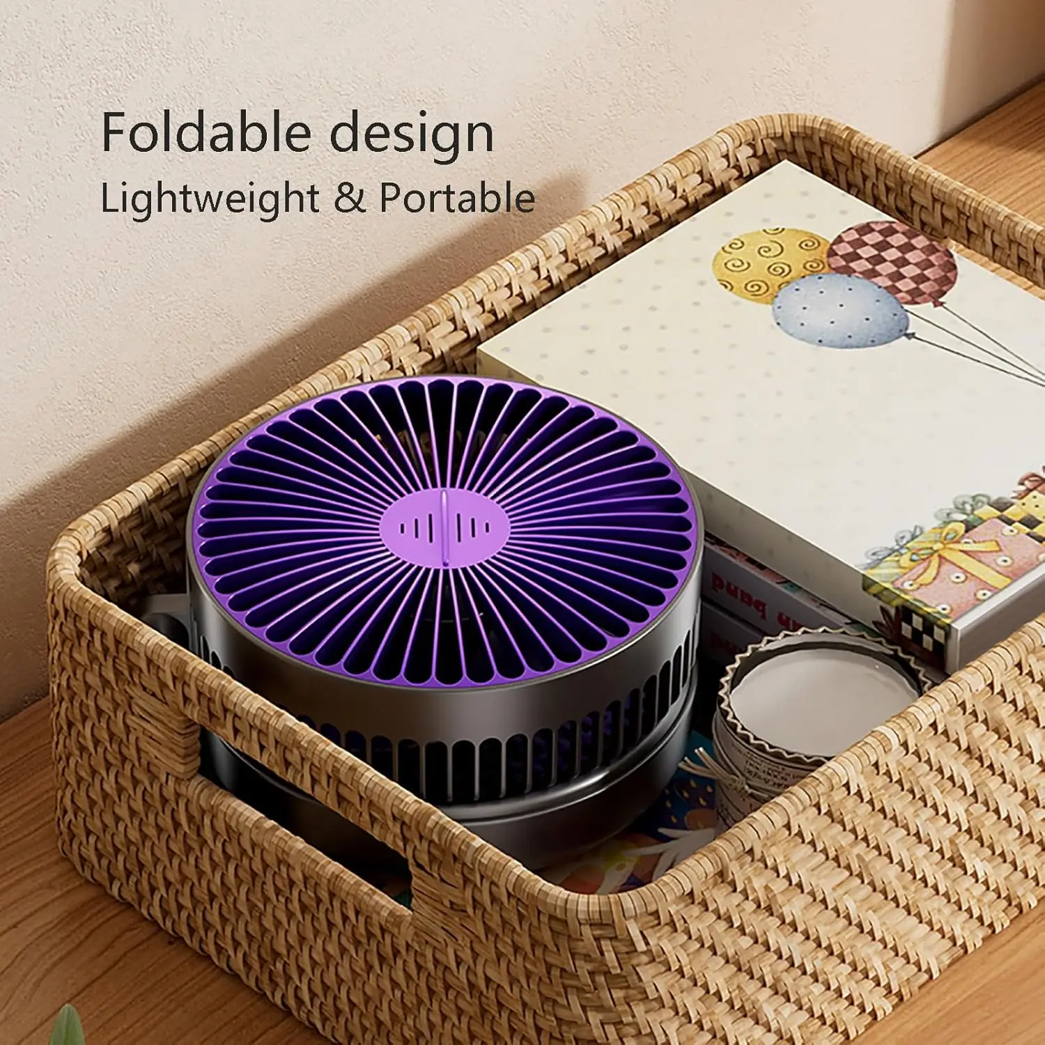 3000mAh Foldable Glow-in-the-Dark Fan Wall Mount Portable Quiet High-Speed Air Circulation Fan for Students Office Desk Fan