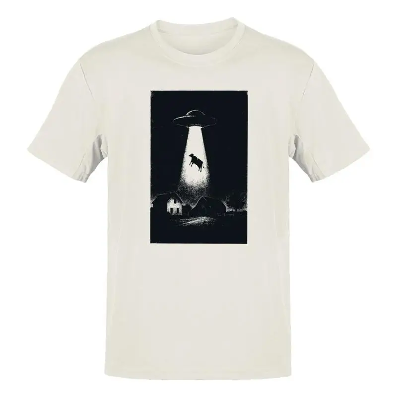 UFO Abduction Cow Spotlight Night Sky T-Shirt