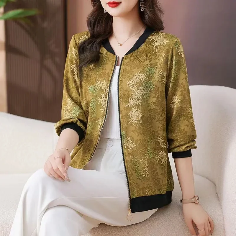Mother Coat Women Spring/Summer 2025 Middle-Aged New Sun Protection Jacket Fashion Thin Chiffon Outwear Ladies Cardigan Overcoat