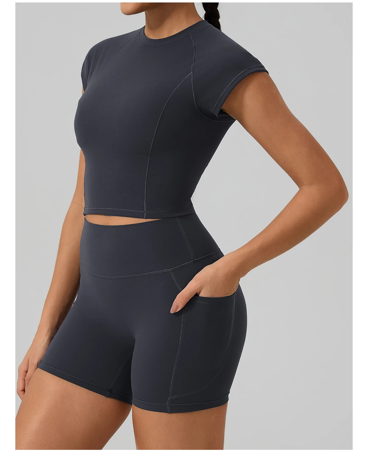 Hearuisavy Gym High Impact Kurzarm-Sport-T-Shirt für Damen, atmungsaktiv, schnell trocknend, eng anliegend, Yoga-Fitness-Tops, Lauf-Workout-T-Shirt – Detail 21