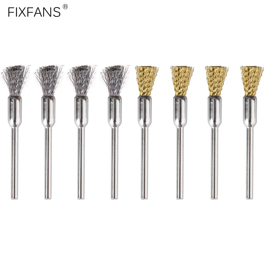 5Pcs 3mm Shank Mini Brass Bristle Brush Stainless Steel Wire Brush for RBA RDA RTA Atomizer Heating Wire Coils Cleaning Brushes