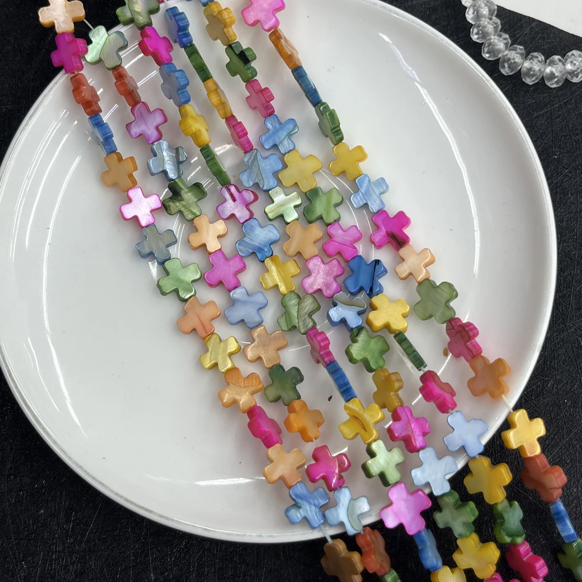 10x10mm Natural Shell Dyed Colorful Cross Shaped Beads for Jewelry Making DIY Necklace Bracelets Handicrafts Accessories Supply