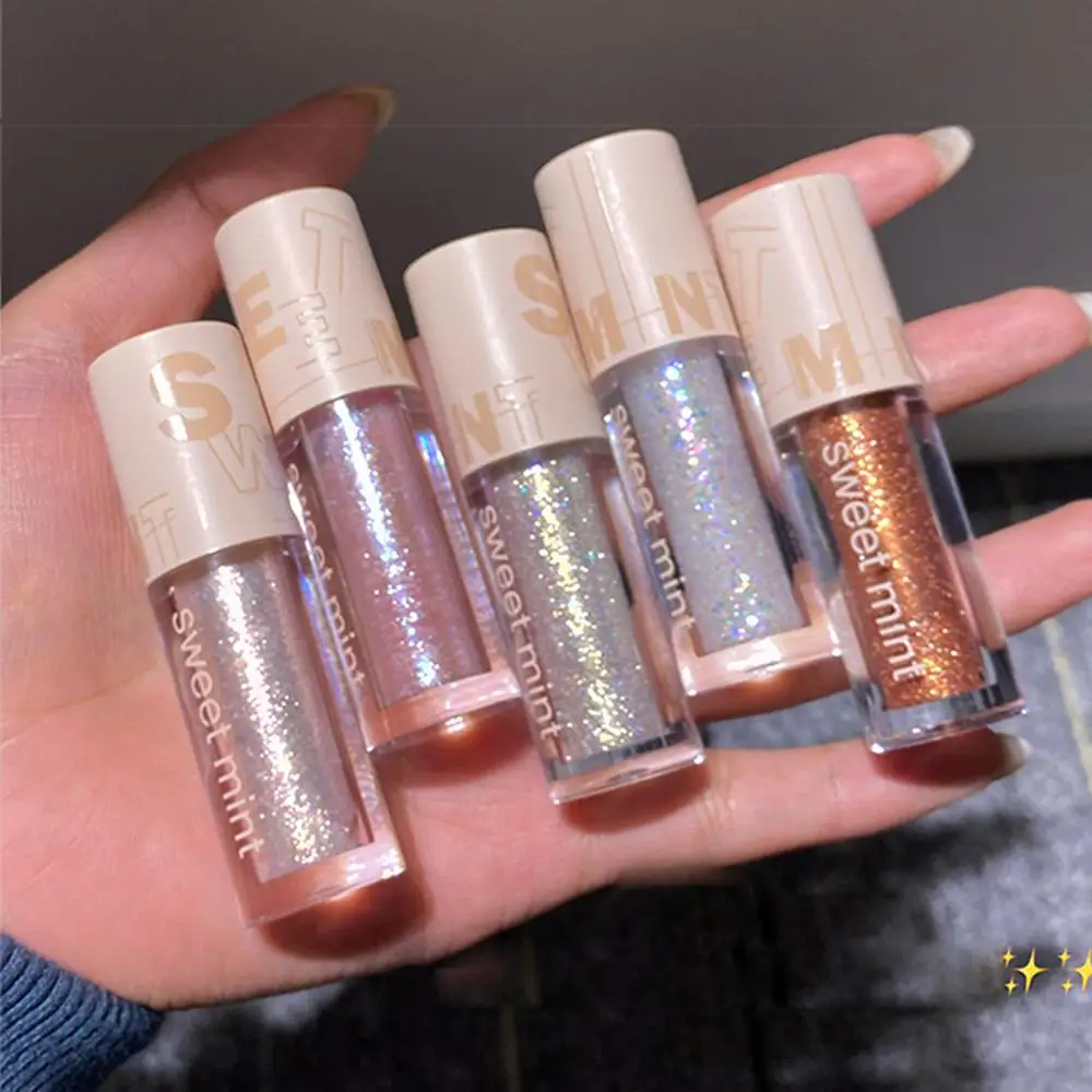 Shining Glitter Liquid Eyeshadow Highlighter Waterproof Pearlescent Shiny Eye Shadow Sequin Eye Cosmetics Korean Makeup