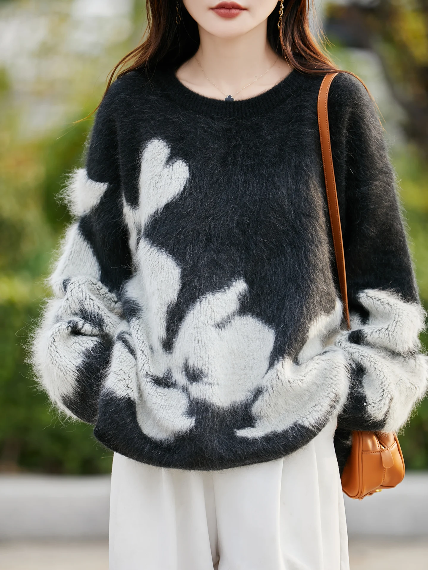 

Light Luxury Women 100% Merino Wool Sweater Elegant Autumn Winter Ladies Knitted Thick Pullover Loose Long Sleeve Clothing Tops