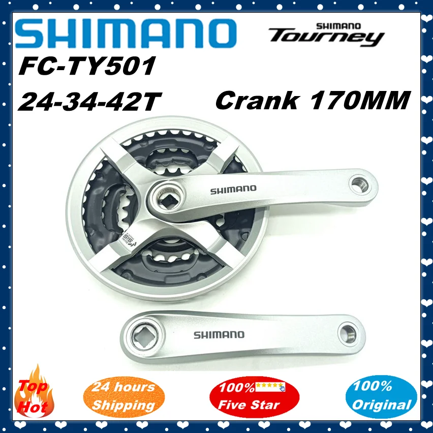 Shimano Tourney FC-TY501 MTB Bike Cranset 42-34-24T/28-38-48T Square Hole Crankset 6/7/8 Speed 170MM Crank TY501