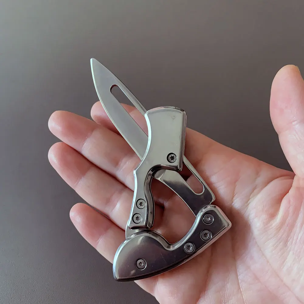 

Survival Mini Pocket Knife All Stainless Steel Folding Blade Portable Multi Function Tool For Outdoor Camping Emergency
