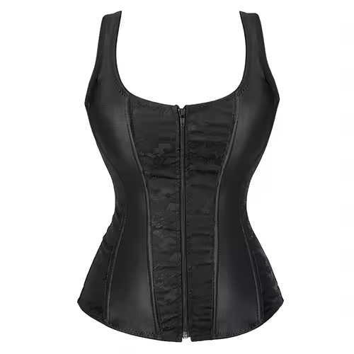 Women Corset with Straps Black Overbust Corset Plus Size Floral Jacquard Corset Zipper Top Gothic Steampunk Corset Bustier - Image 13