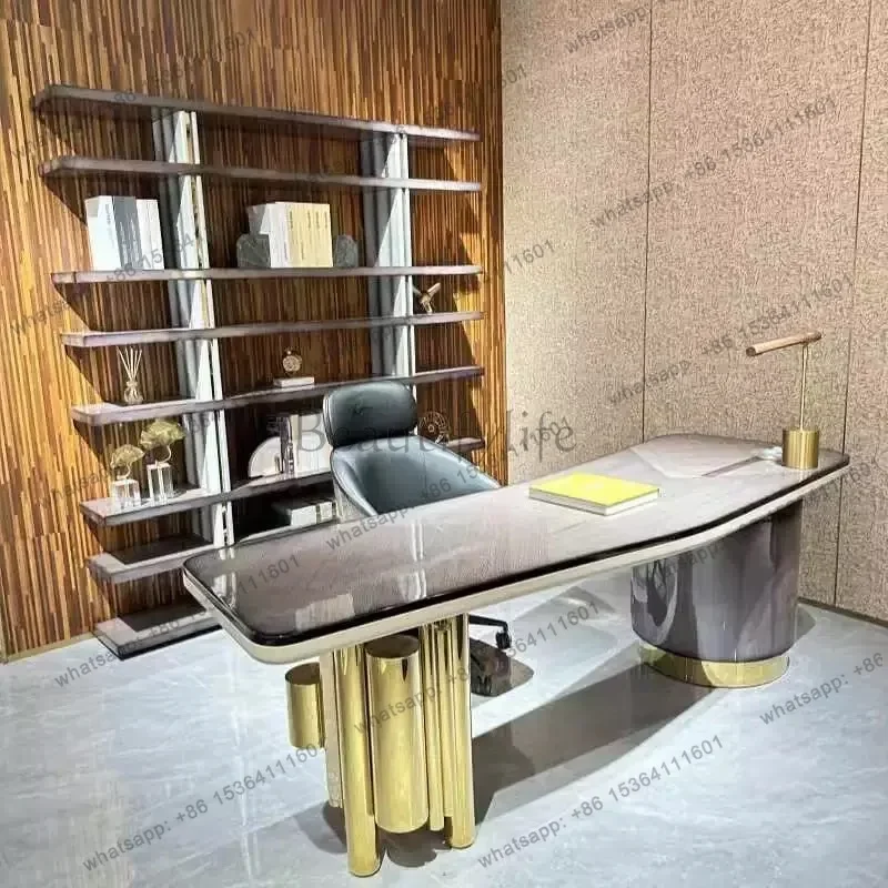 D36Italian light luxury desk chairs Italian President's office corner desk