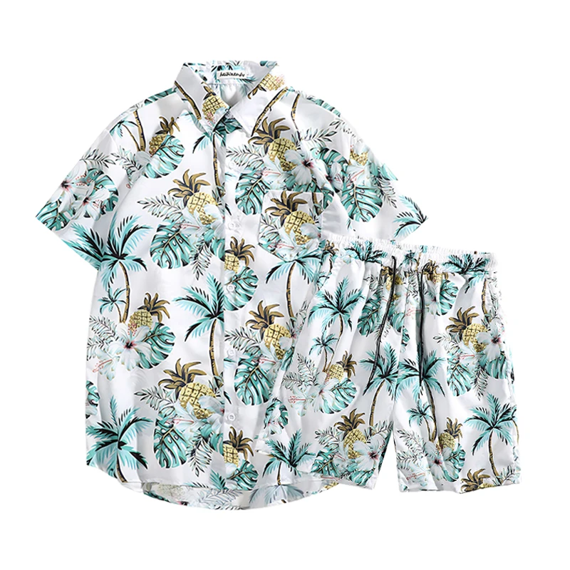 Summer Clothes Fashion - Hawaiiaanse stijl shirtset voor heren, zomerse