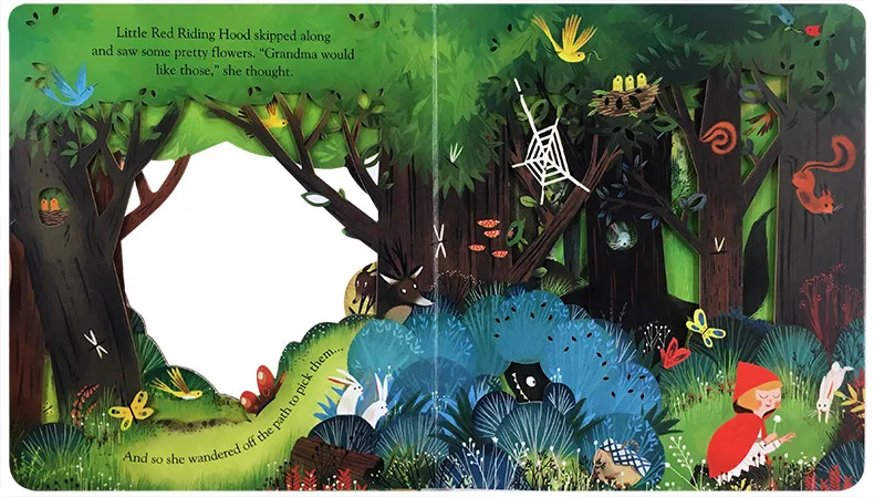 Usborne Peep Inside A Fairy Tale Peep Little Red Riding Hood التعليمية الإنجليزية كتاب صور للأطفال وقت النوم قراءة كتب القصص