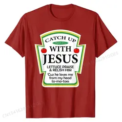 Catchup With Jesus Shirt Funny Christian Gift T-Shirt Cute Personalized Top T-shirts Cotton Men Tops Shirts Personalized