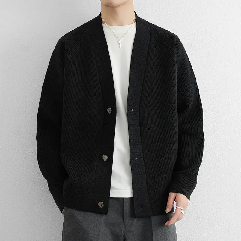 

Simple Casual Men's Knitted Sweater Cardigan Spring Autumn Loose V-Ne Long Sve Polyester Nylon Blend Non-Sinking