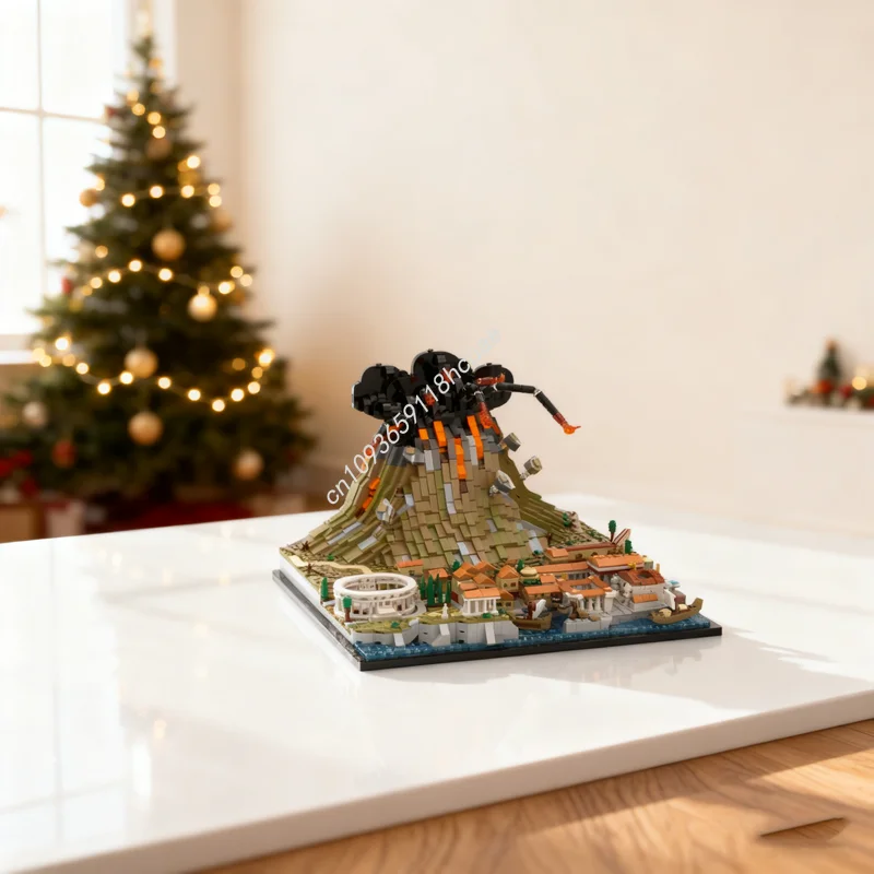 2539 قطعة MOC Vesuvius Pompeii نموذج معمار لعبة مكعبات البناء تجميع لتقوم بها بنفسك التعليم الإبداعي هدايا عيد الميلاد عيد الميلاد