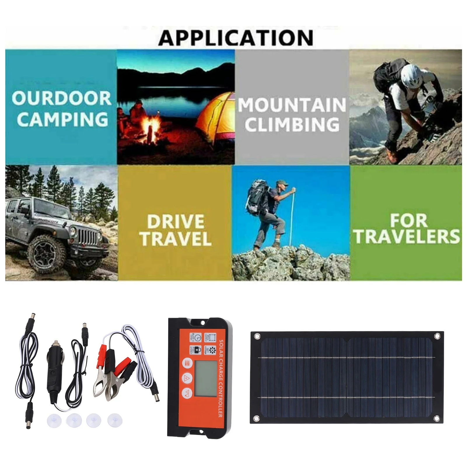 

600W Solar Panel portable solar panel kit Monocrystalline Silicon 100A Charge Controller Solar Panel Kit Car Ship Charging Tools