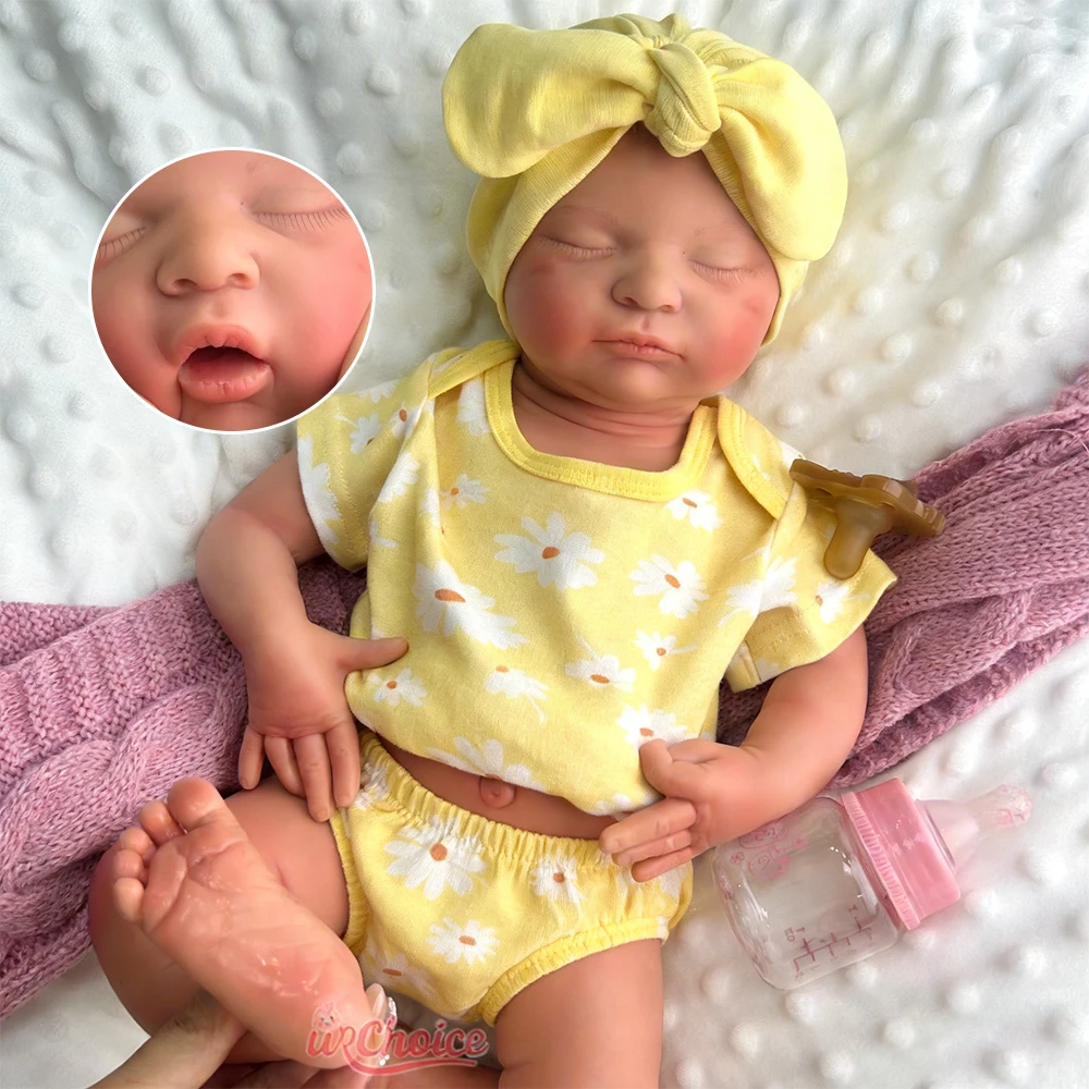 45cm Baby Girl Can Open Mouth Full Soft Silicone Reborn Doll Lifelike Details 3D Skin Doll for Alzheimer's Christmas Gift