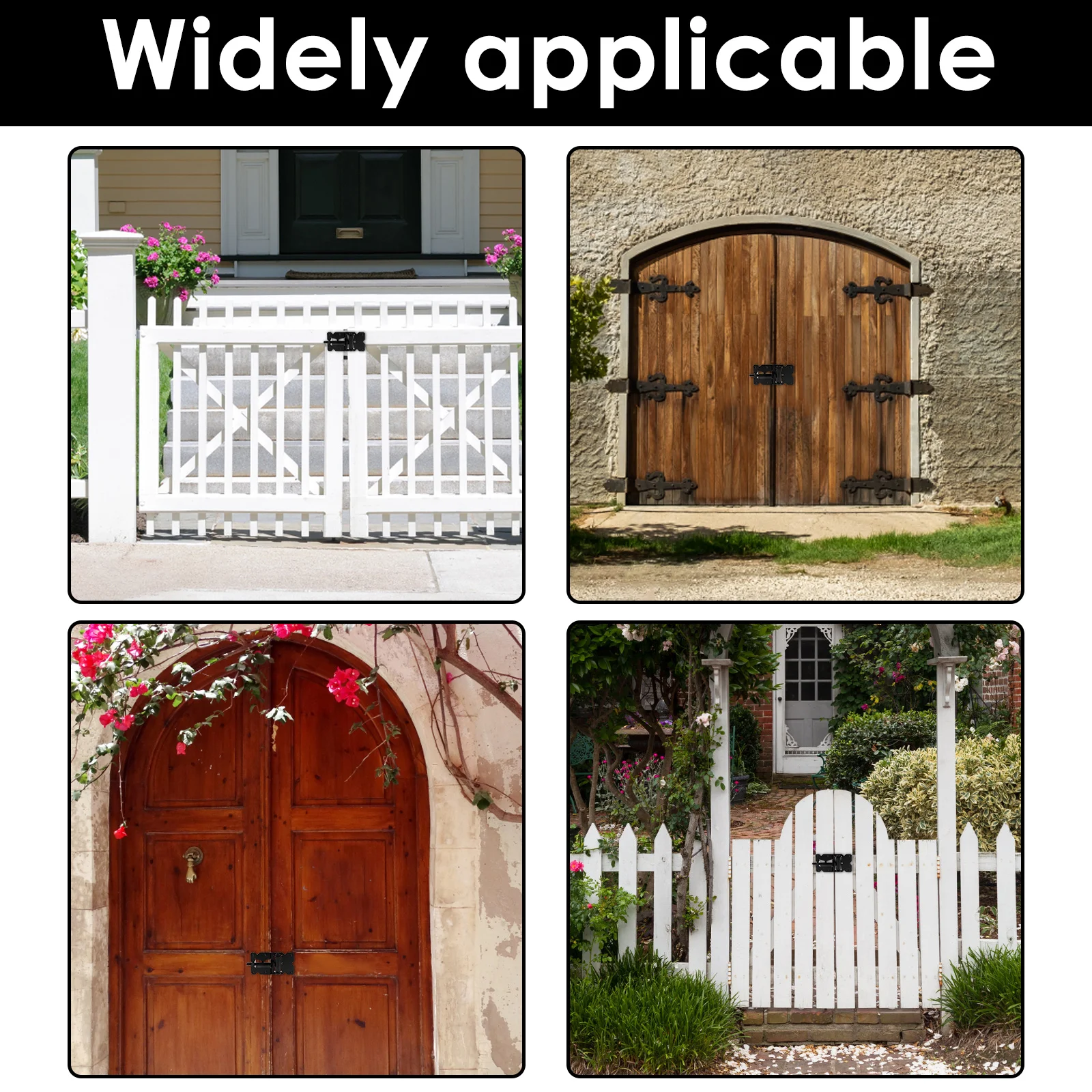 4 Stück selbstschließende Torscharniere, robust, mit Installationsschrauben und Schwenkversteller-Werkzeug, 90 Grad verstellbare Scharniere für Zaun