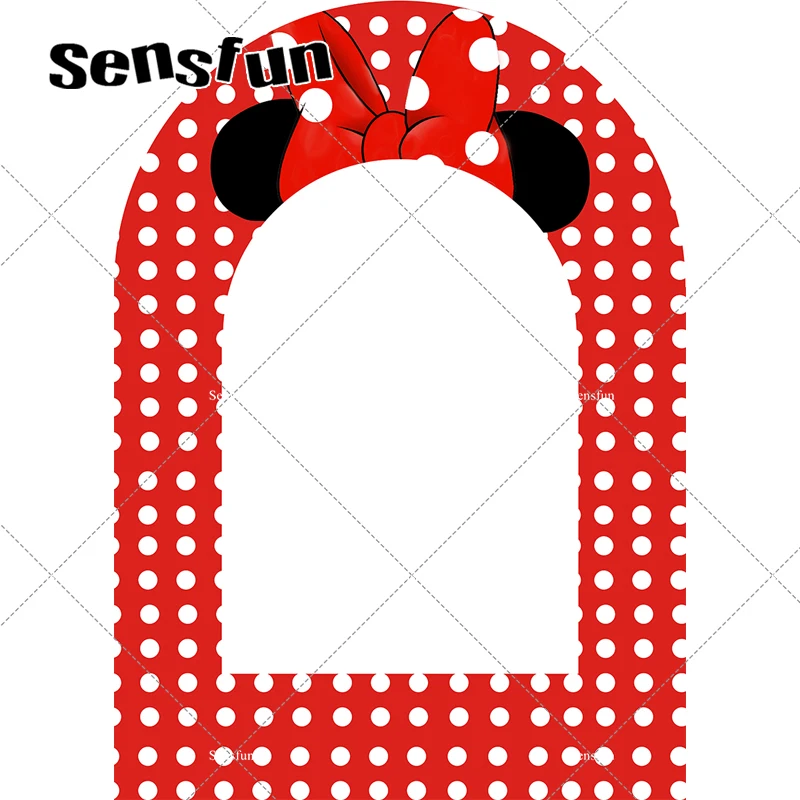 5x7ft Red Minnie Mouse Hollow Out Open Space Arch Backdrop Cover for Party Wedding Event Solid Color Baby Shower Background