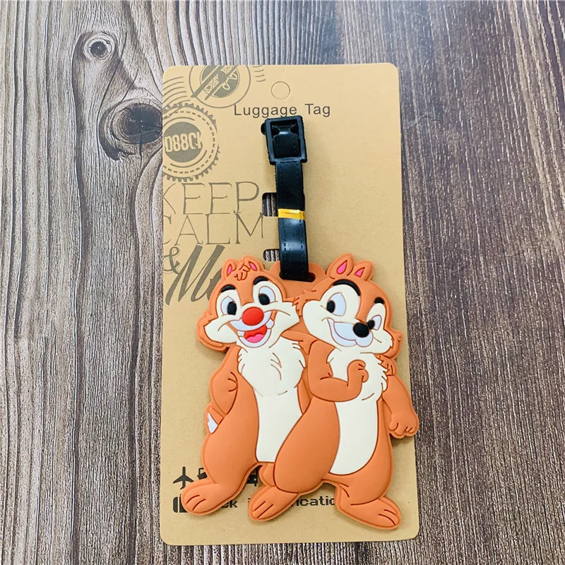 Disney Chip Dale Anime Luggage Tags Cartoon Suitcase Tag Travel Accessories Bag Holder Label Birthday Gift