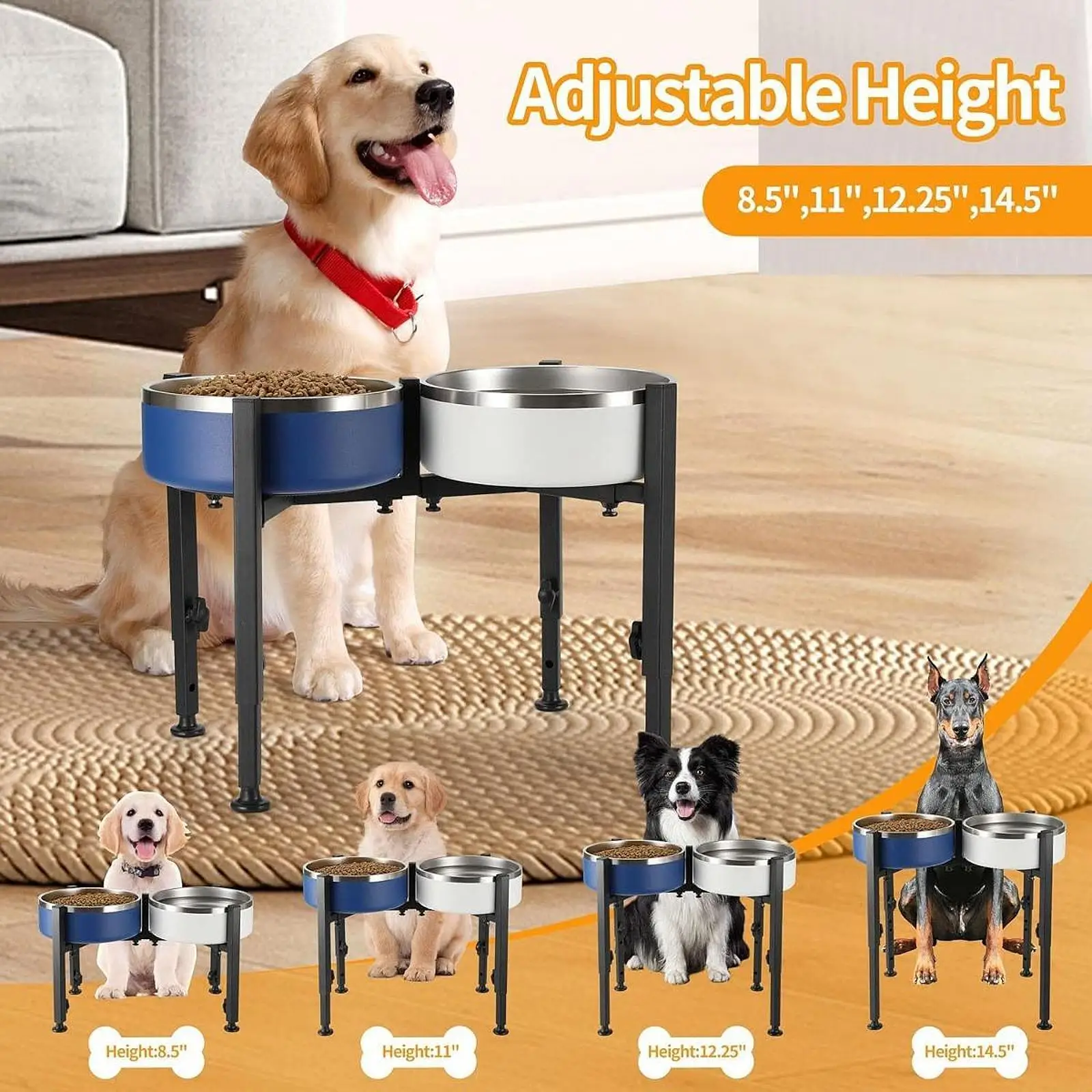 Comedero elevado para perros y gatos – Ajustable y portátil - imagen 4